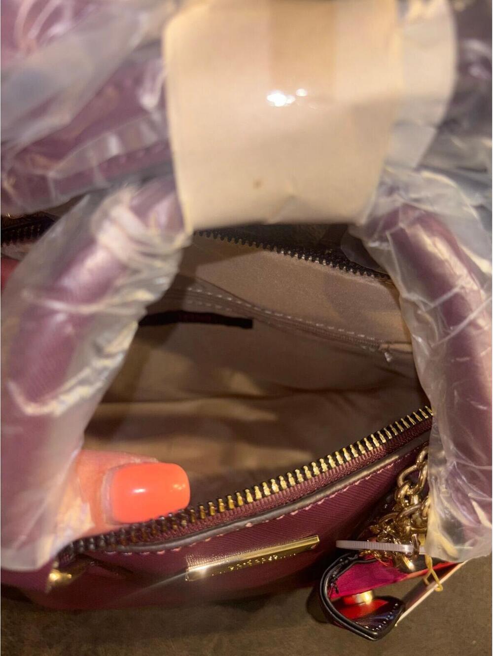 Trina Turk Bordeaux Satchel Purse Charm Keychain NWT Gold Hardware - Picture 6 of 6